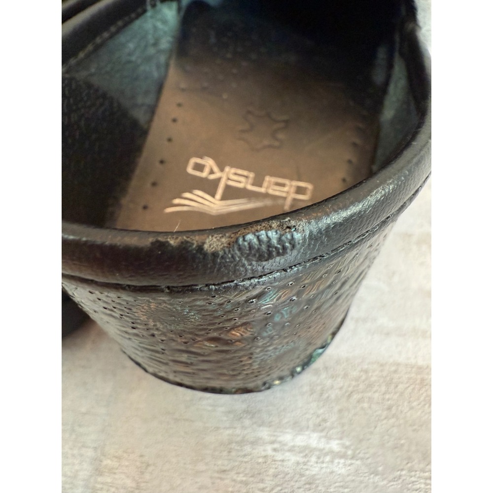 Dansko Women's Clogs Size 37 Black Leather Comfort Shoes Floral‎ Pattern - Picture 7 of 12